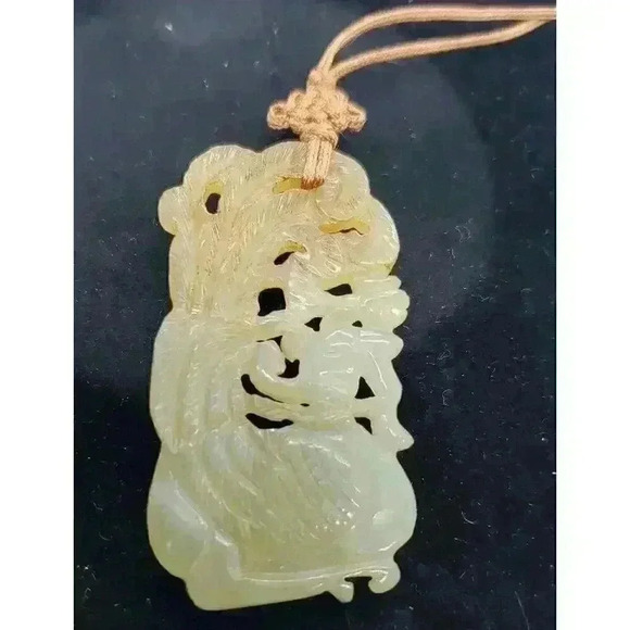Vintage Jade Hand Carved necklace Pendant Necklace Peacock Beauty Luck Symbol - Picture 15 of 16